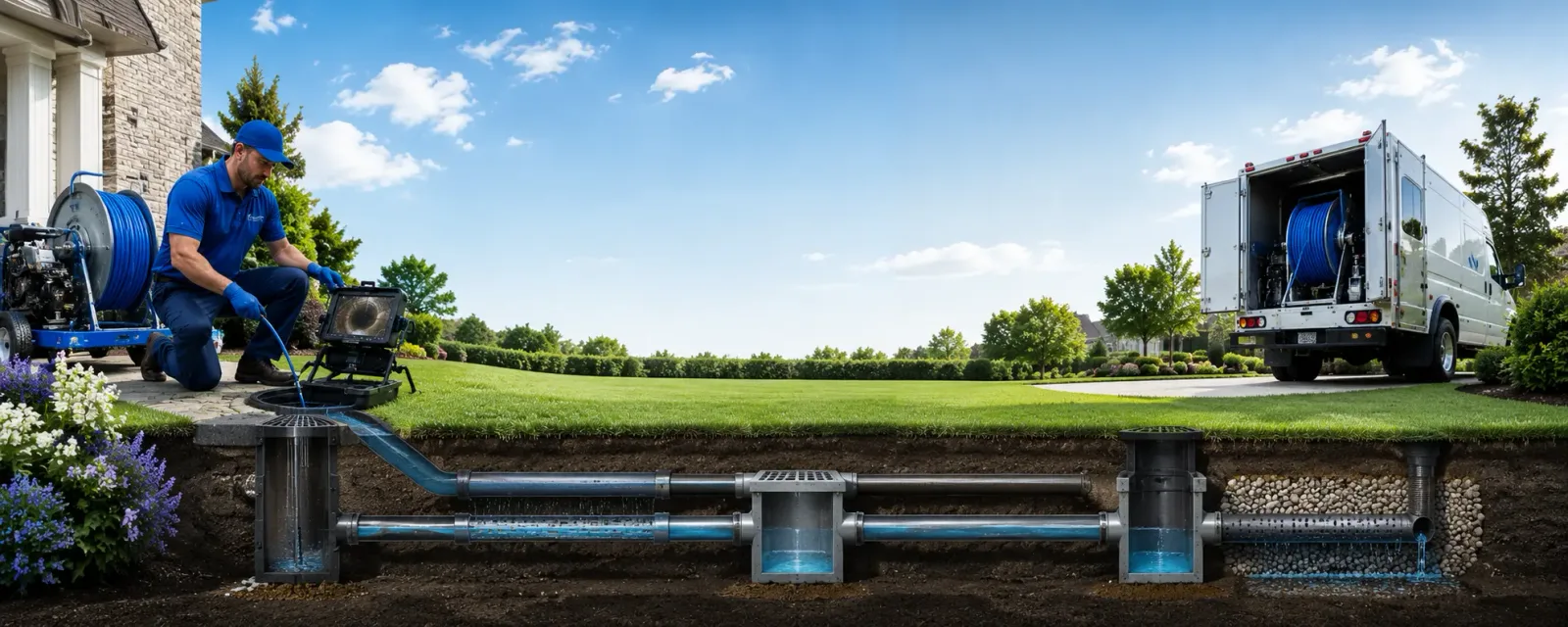 Outdoor drain cleaning information for New Baden, IL